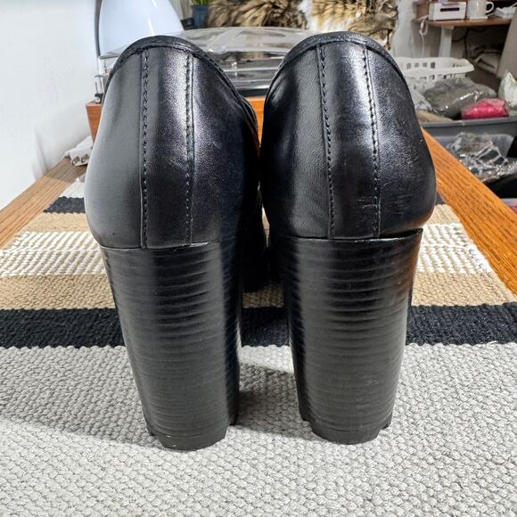 KENNETH COLE Justin Lug Loafer Booties Women 9M 90s Chunky Block Heel Leather - Picture 7 of 9